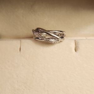 10k white gold and diamond ring and earrings